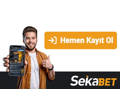 en özel oranlar sekabette yazılı, elinde telefon tutan adam ve sekabet logolu tanıtım